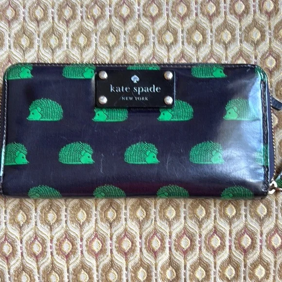 kate spade Bags Kate Spade Black And Green Hedgehog Wallet